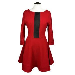 Women's Marc by Marc Jacobs Red Blythe Wool Silk Fit & Flare Skater Dress Medium